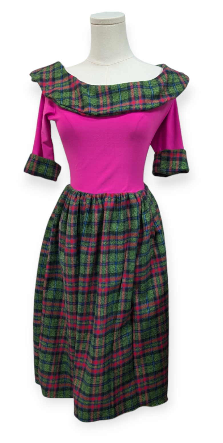 Bea Dress - Green/Pink Plaid