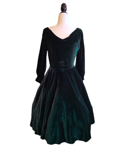 Judy Dress - Green Velvet - Retro Peaches